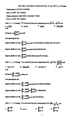 Đề trắc nghiệm môn Toán - Chương III - Đại số 10